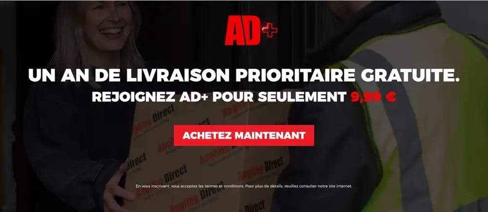Livraison prioritaire pendant un an pour 9,99 &euro; - Angling Direct FR