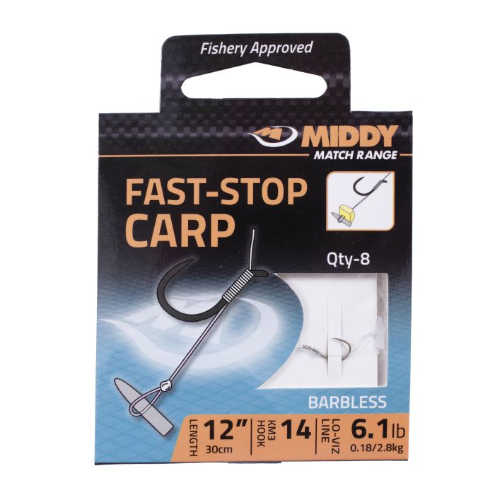 Middy Fast-Stop Carp Long Hook To Nylon