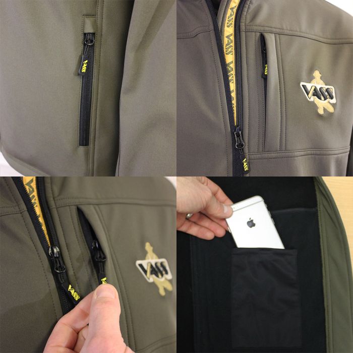 Close-ups of Vass Soft Shell Jacket angles & features