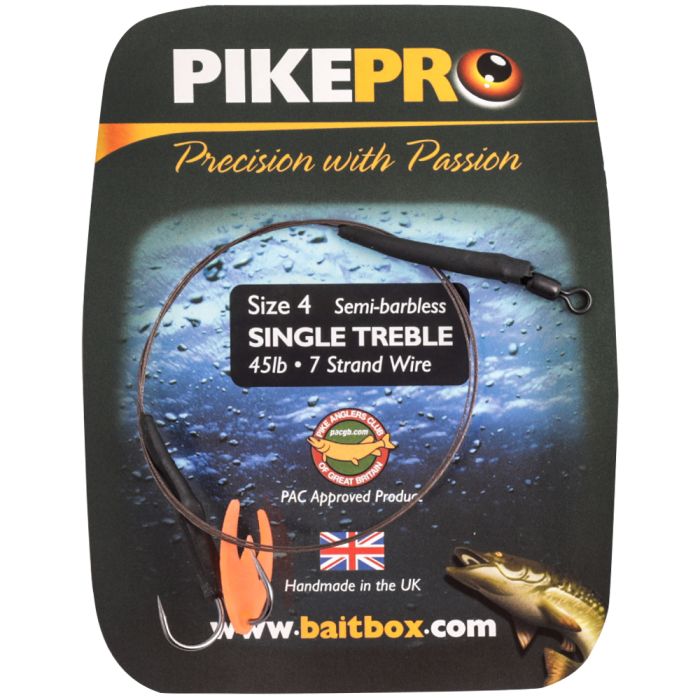 Pike Pro Single Treble Semi Barbed Traces