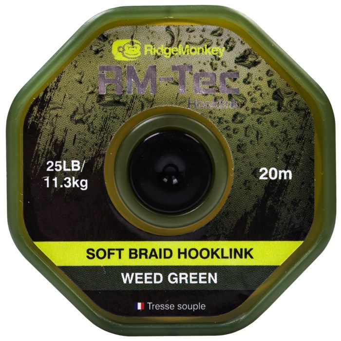 RidgeMonkey RM-Tec Soft Braid Hooklink Weed Green