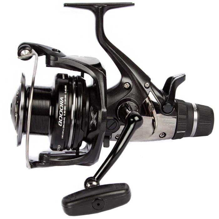Shimano Baitrunner X-Aero RA Freilaufrolle 8000, linke Seite