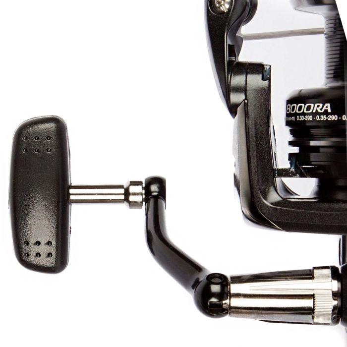 Shimano Baitrunner X-Aero RA Freilaufrolle 8000, Rollenkurbel und Kurbelknauf